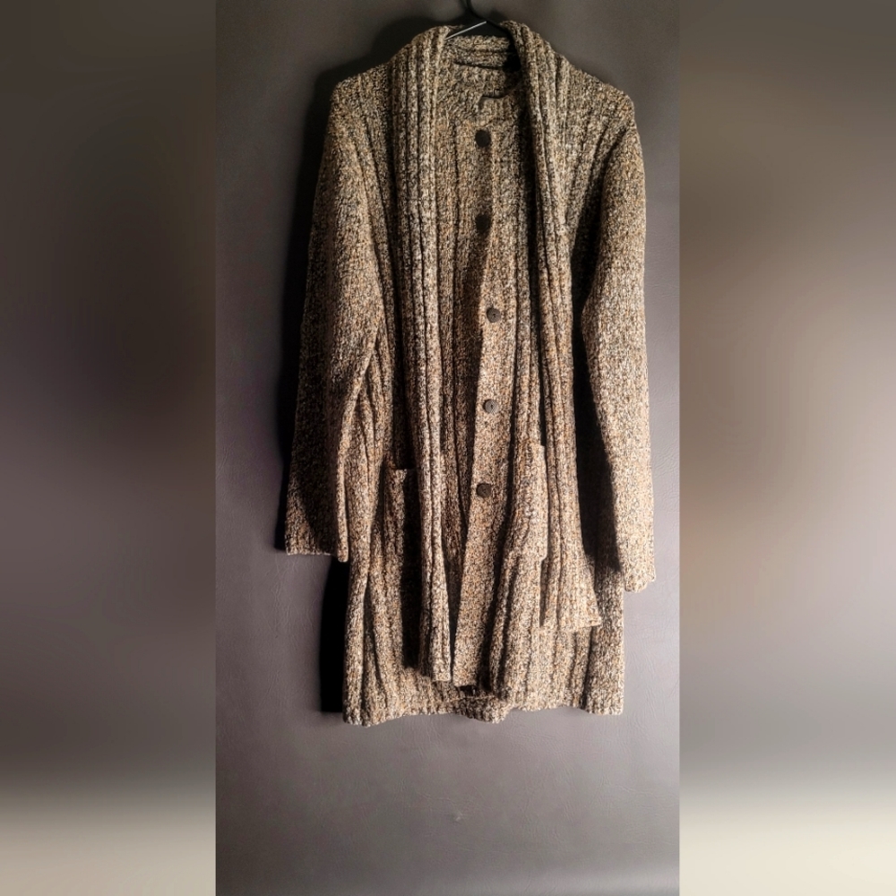 KIKIT Maurice Sasson cardigan XL Sweater yellow/gray